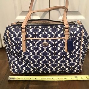 {COACH} Navy Blue and White Purse